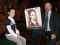 портрет девочки в ЦДДК железнодорожника. графика. сепия